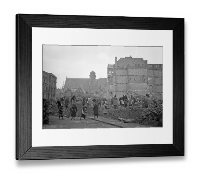 Framed Print : Removal of rubble and recovery of building materials Framed Print : Removal of rubble and recovery of building materials