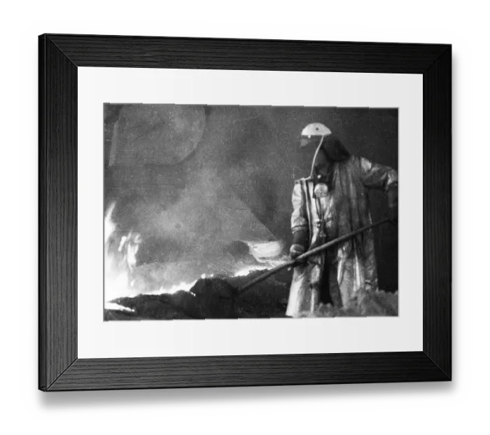 Framed Print : The work of the steelworkers, like here on 31 August 1971 at the Mannesmann-Huettenwerke in Duisburg