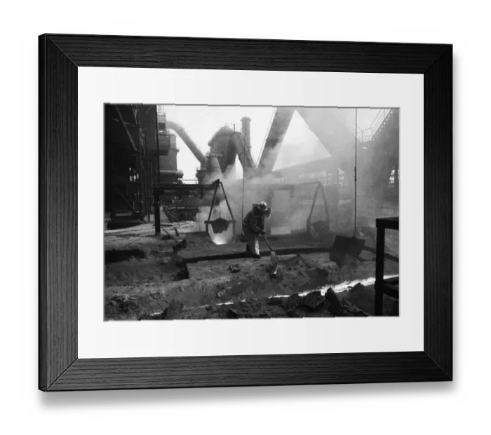 Framed Print : The work of the steelworkers, like here on 31 August 1971 at the Mannesmann-Huettenwerke in Duisburg Framed Print : The work of the steelworkers, like here on 31 August 1971 at the Mannesmann-Huettenwerke in Duisburg