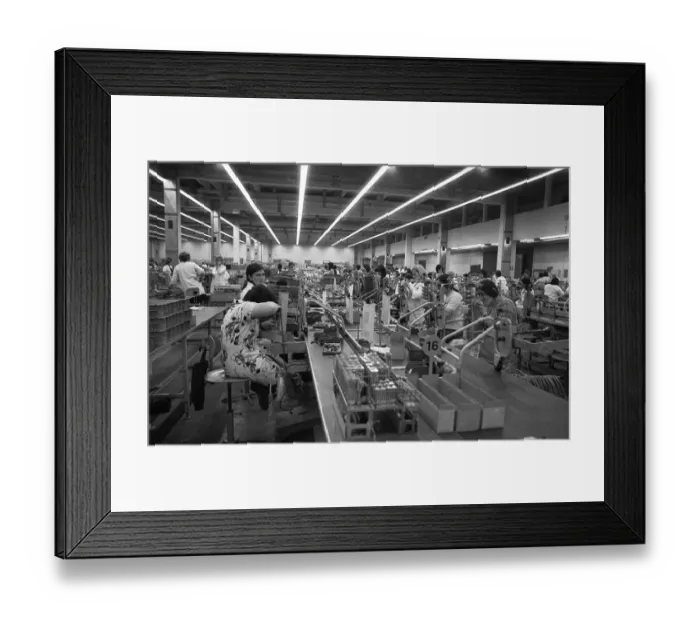 Framed Print : The production of electronic devices by female workers at the Siemens company on 23