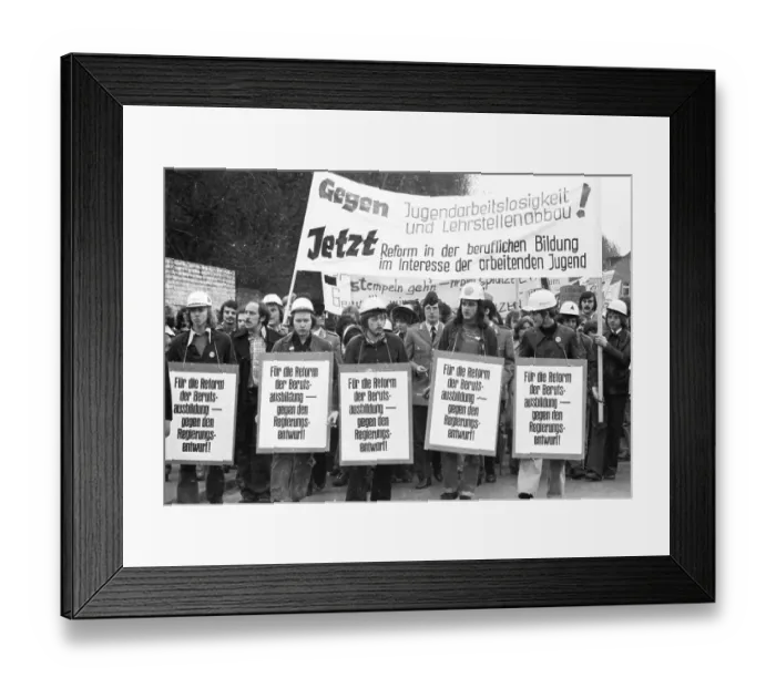 Framed Print : Demonstration of 30, 000 of the DGB youth against unemployment and better vocational training on 19