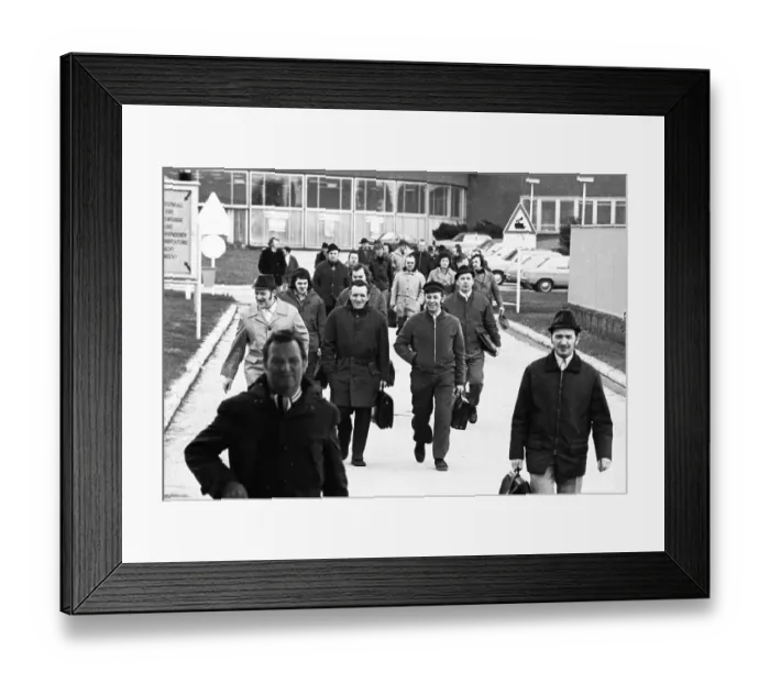 Framed Print : The shift change at the Opel factory gate in Bochum on 29