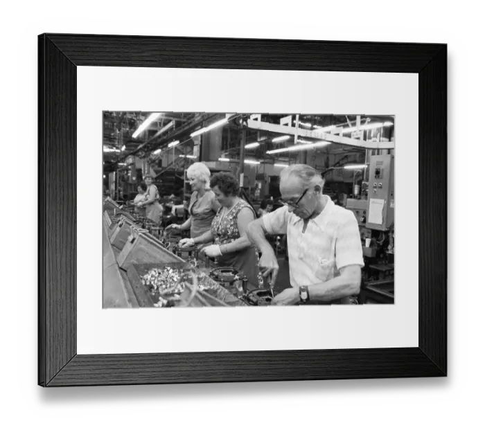 Framed Print : Production of engines, axles and other car manufacturing parts at the Opel plant in Bochum