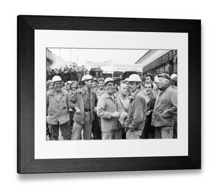 Framed Print : Warning strike at Thyssen by IG Metall to preserve co-determination on 30 Framed Print : Warning strike at Thyssen by IG Metall to preserve co-determination on 30