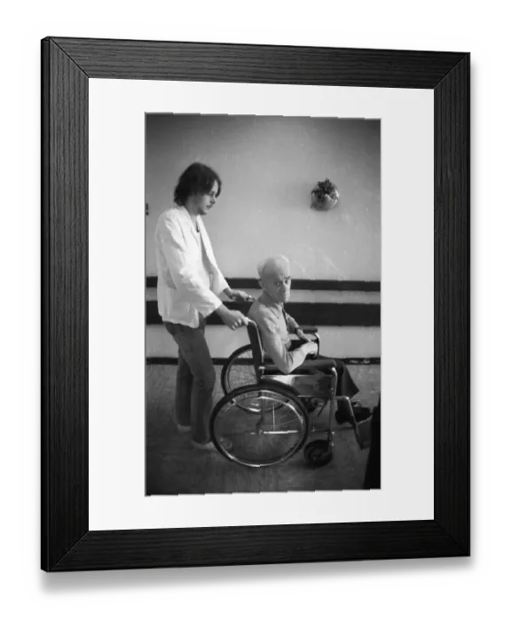 Framed Print : Resident and operation of an old people's home of the AWO (Arbeiterwohlfahrt) on 07