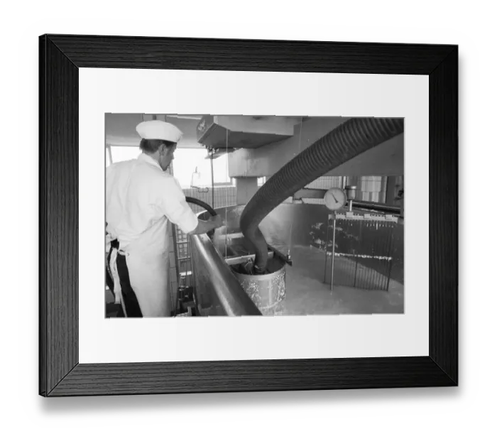 Framed Print : Cheese production at the Westmilch company on 22