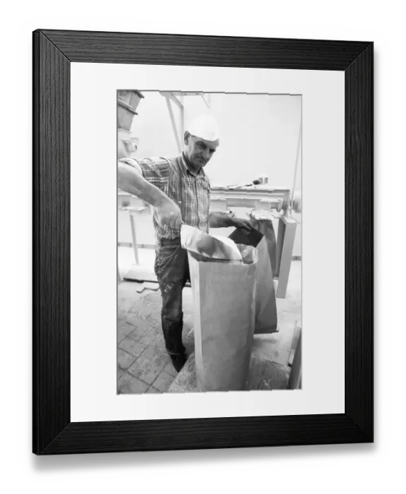 Framed Print : Cheese production at the Westmilch company on 22