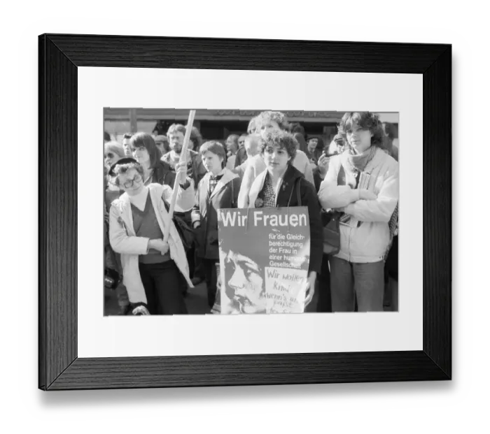 Framed Print : Equal pay was one of the main demands of woman at the International Women's Day demonstration in Duesseldorf Framed Print : Equal pay was one of the main demands of woman at the International Women's Day demonstration in Duesseldorf