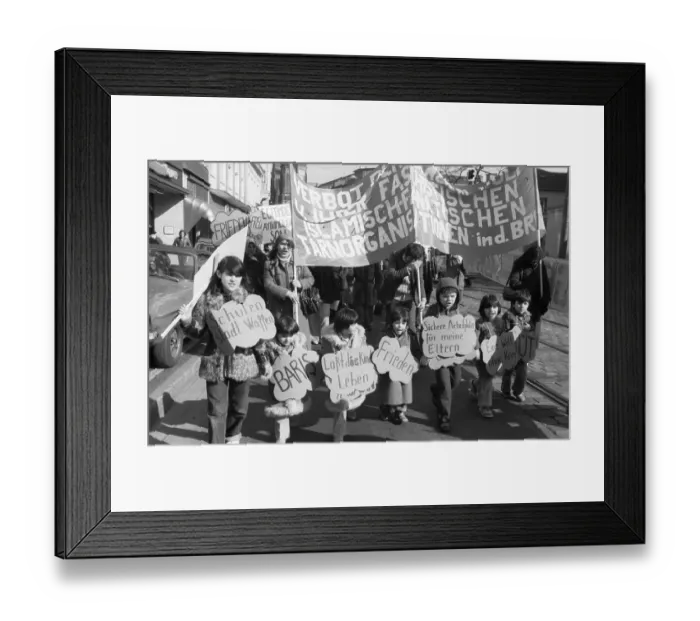 Framed Print : Equal pay was one of the main demands of woman at the International Women's Day demonstration in Duesseldorf