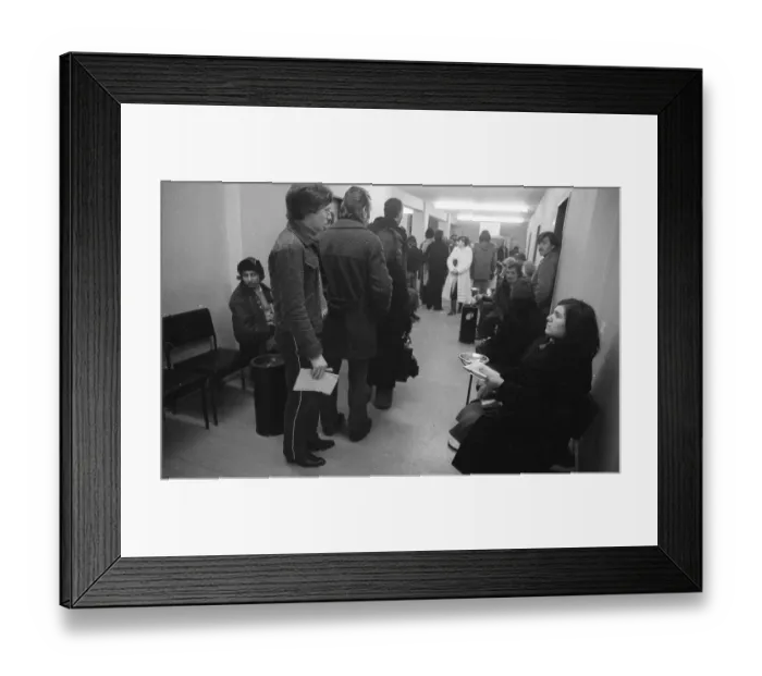 Framed Print : Large crowd of unemployed people at the labour office on 23 Framed Print : Large crowd of unemployed people at the labour office on 23