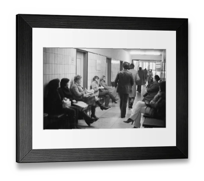 Framed Print : Large crowd of unemployed people at the labour office on 23 Framed Print : Large crowd of unemployed people at the labour office on 23