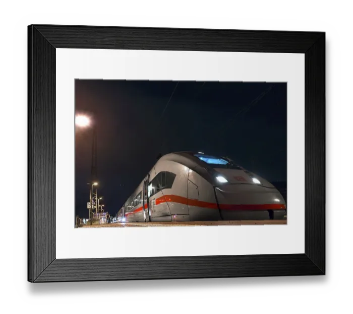 Framed Print : Nightly stop of an ICE Intercity Express at a railway station Framed Print : Nightly stop of an ICE Intercity Express at a railway station