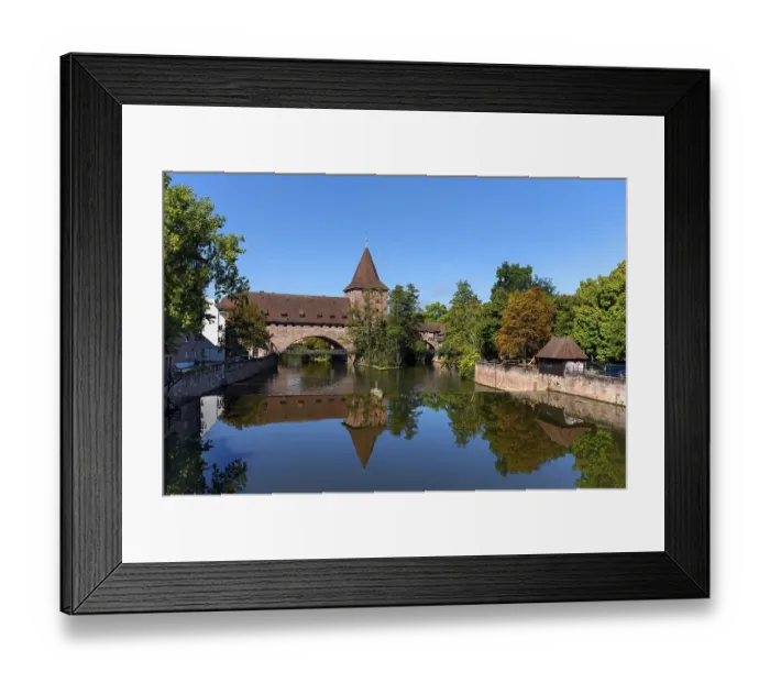 Framed Print : Historic chain footbridge over the Pegnitz