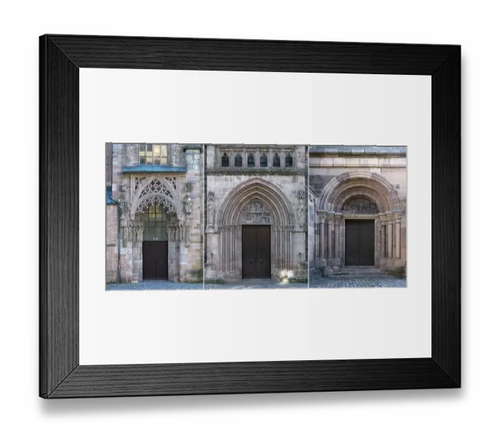 Framed Print : Three Romanesque portals 14th century Framed Print : Three Romanesque portals 14th century