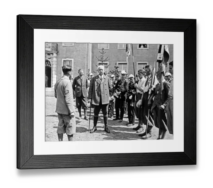 Framed Print : Paul von Hindenburg inspecting school groups Framed Print : Paul von Hindenburg inspecting school groups