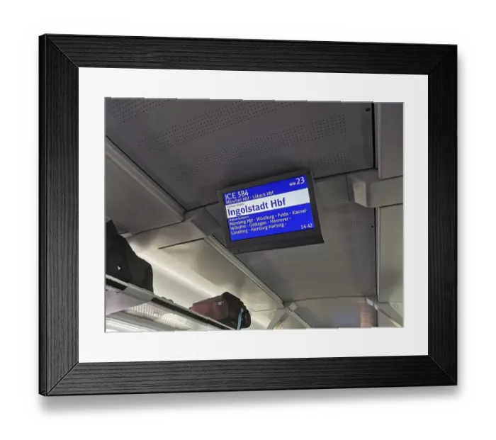 Framed Print : Screen in a Deutsche Bahn IC train Framed Print : Screen in a Deutsche Bahn IC train