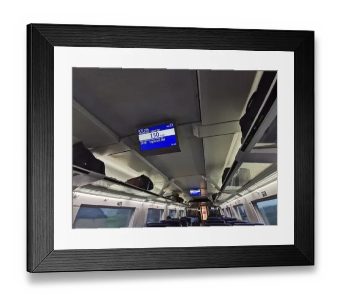 Framed Print : Screen in a Deutsche Bahn IC train Framed Print : Screen in a Deutsche Bahn IC train
