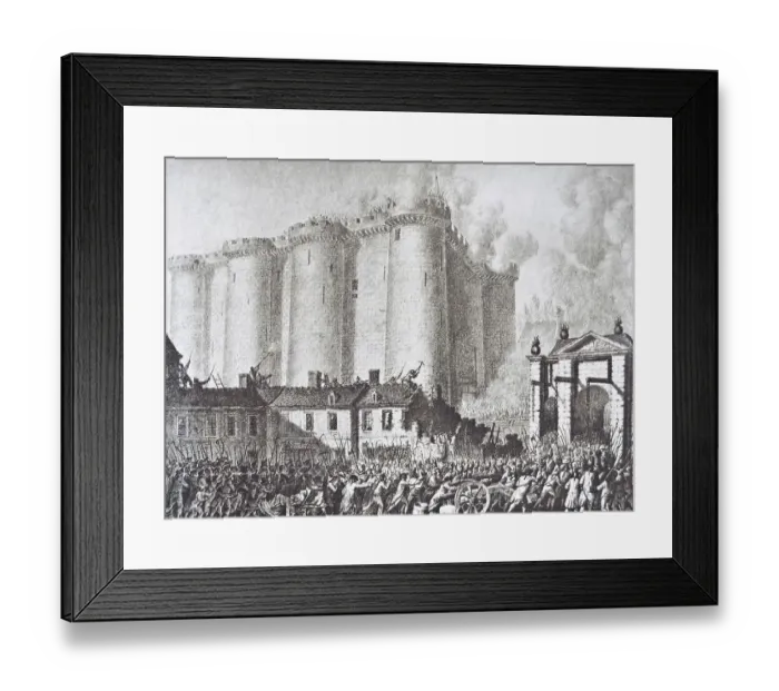 Framed Print : Book illustration representing the storming of the Bastille on 14th july 1789