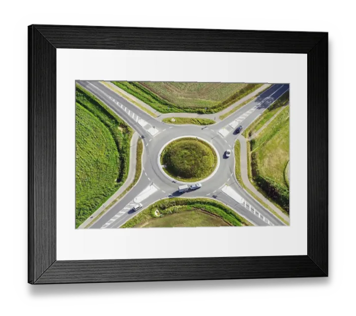 Framed Print : Aerial view of a roundabout in Germany Framed Print : Aerial view of a roundabout in Germany