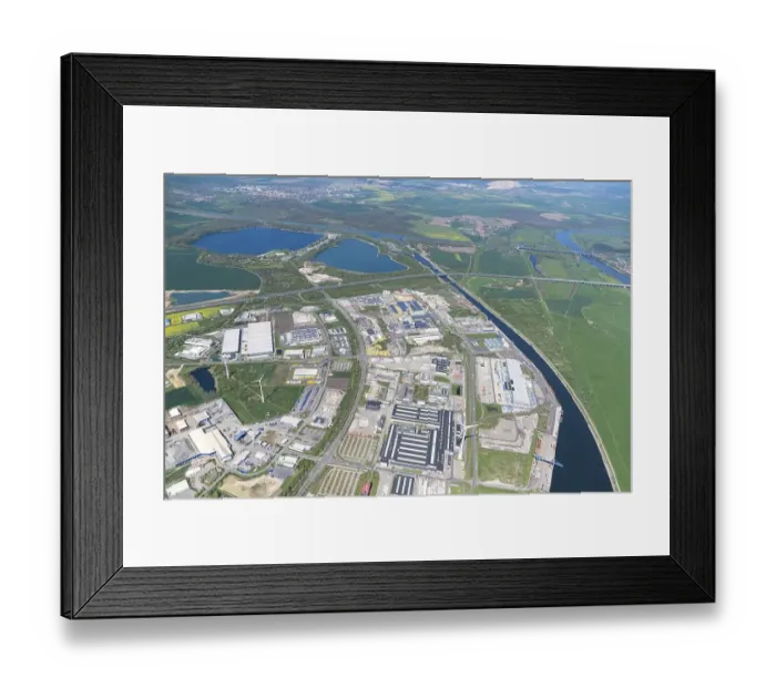 Framed Print : Aerial view of the Magdeburg waterway junction