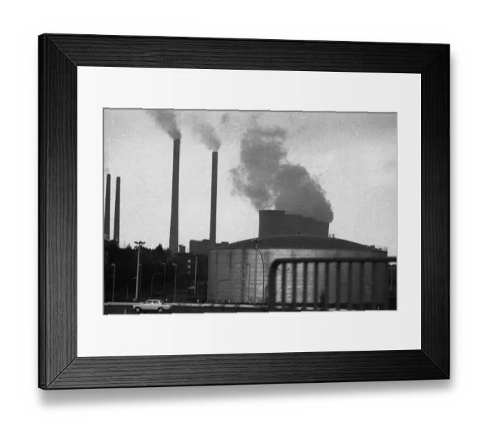 Framed Print : Air pollution, here on 29.6.1971 in Gelsenkirchen