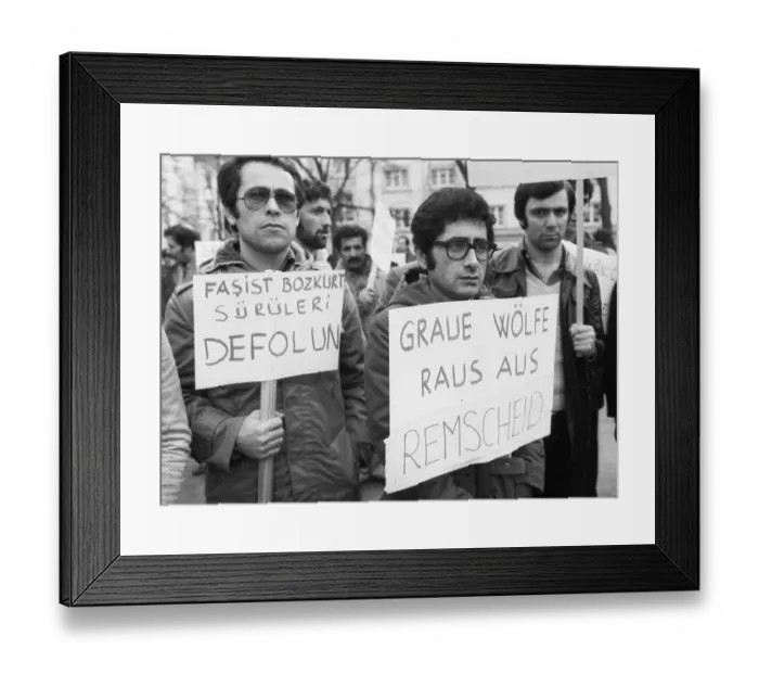 Framed Print : A ban on the Turkish right-wing organisation Graue Woelfe