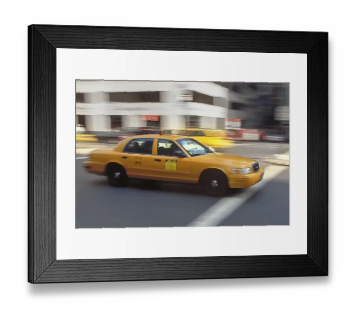 Framed Print : Wipe effect of a yellow New Yoker taxi