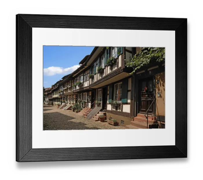 Framed Print : Old residential alleyway with half-timbered houses from 1689 in Engelgasse