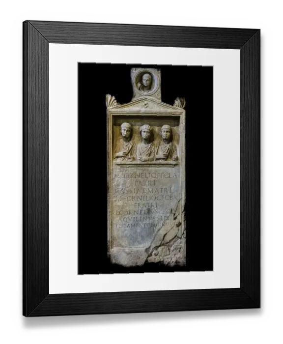 Framed Print : Tombstone of the Conelii family from the 1st century