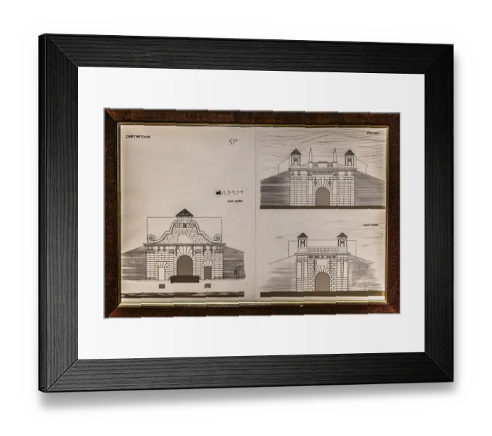 Framed Print : Sketch for city gates, military museum