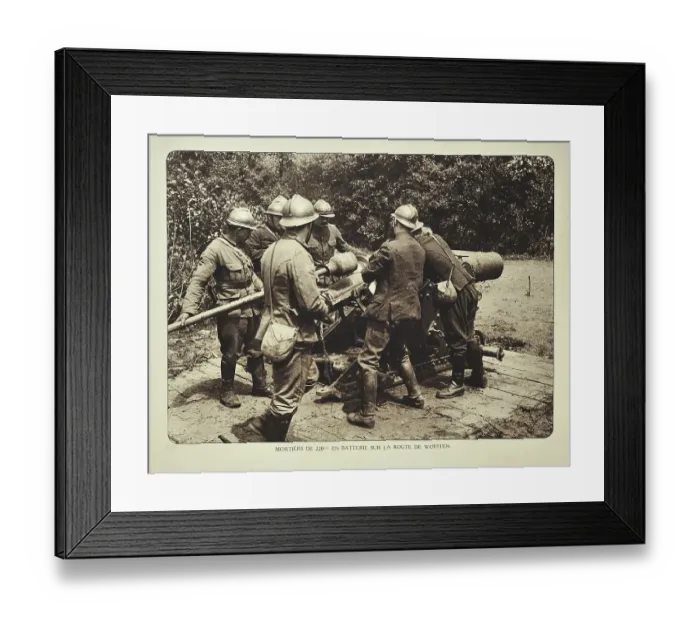 Framed Print : Artillery soldiers firing mortar