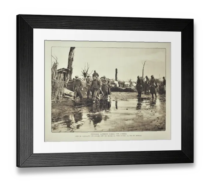 Framed Print : Convoy with German prisoners marching from Ypres to Diksmuide in Flanders during the First World War