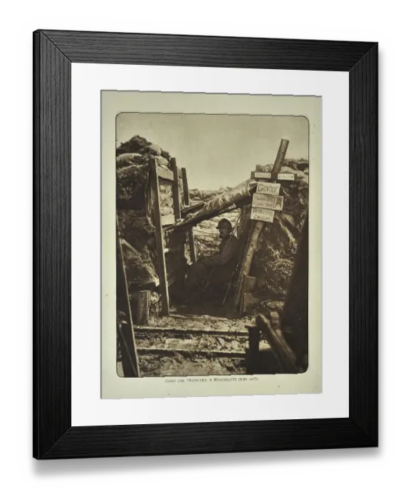 Framed Print : Soldier with rifle in trench at Bikschote in Flanders during the First World War Framed Print : Soldier with rifle in trench at Bikschote in Flanders during the First World War