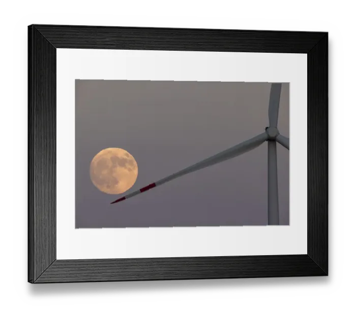 Framed Print : Wind turbine, moon, full moon, supermoon Framed Print : Wind turbine, moon, full moon, supermoon