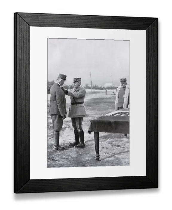 Framed Print : French general Nivelle decorating the Duke of Aosta during a visit to the Italian front Line Framed Print : French general Nivelle decorating the Duke of Aosta during a visit to the Italian front Line