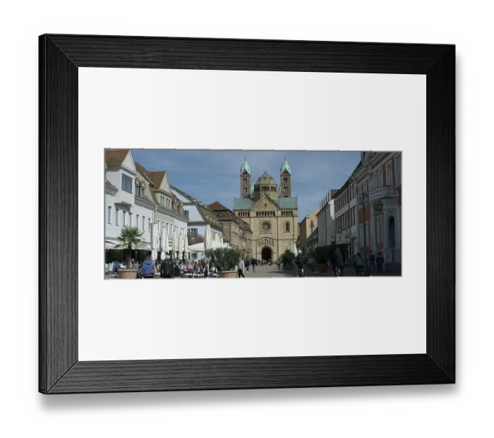Framed Print : Facade and cobbled square of the famous UNESCO world heritage Speyer Cathedral