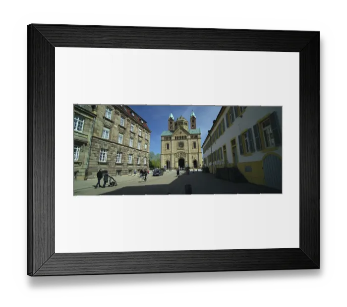 Framed Print : Facade and cobbled square of the famous UNESCO world heritage Speyer Cathedral