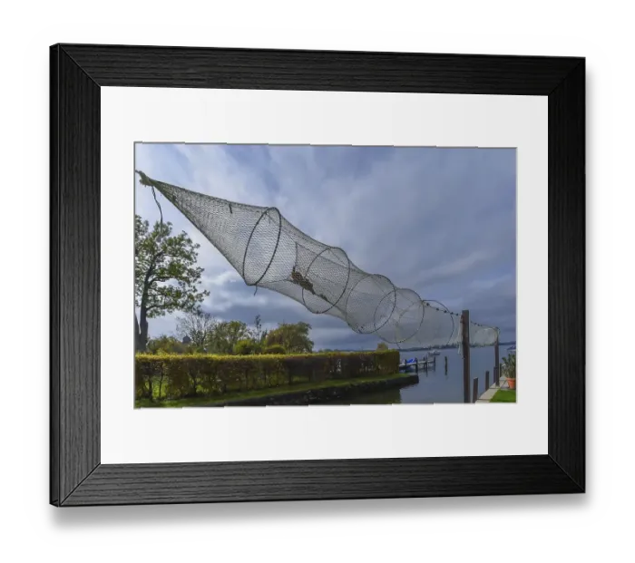 Framed Print : Suspended fish trap on the shore of Fraueninsel Framed Print : Suspended fish trap on the shore of Fraueninsel