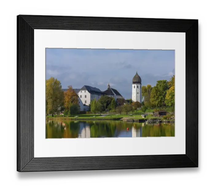 Framed Print : Bell tower of the Frauenwoerth Monastery Church and Abbey Framed Print : Bell tower of the Frauenwoerth Monastery Church and Abbey