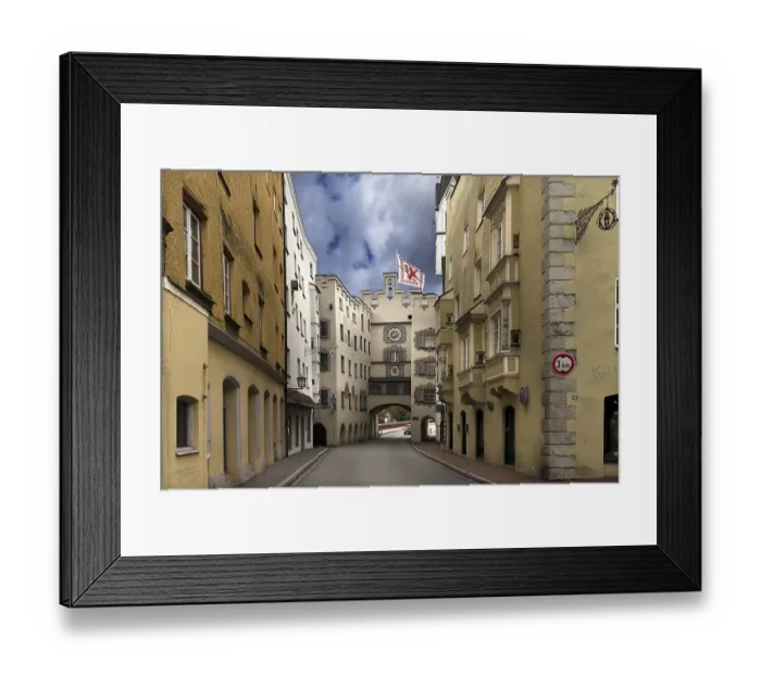 Framed Print : Historic houses and gate on Bruckgasse Framed Print : Historic houses and gate on Bruckgasse