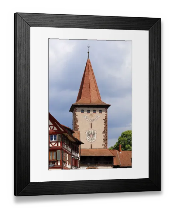 Framed Print : View of the Obertorturm, the Haigeracher Tor from the 17th century