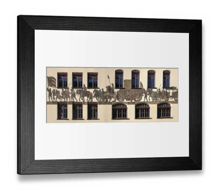 Framed Print : Historical mural of a medieval merchant procession Framed Print : Historical mural of a medieval merchant procession