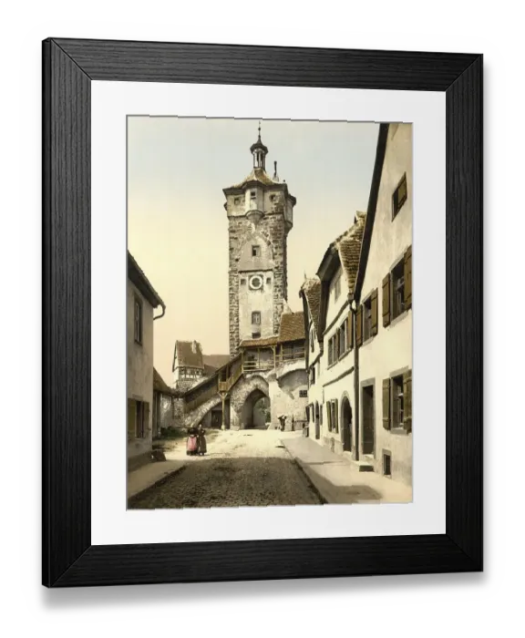 Framed Print : Bell gate in the bell tower in Rothenburg ob der Tauber in Bavaria