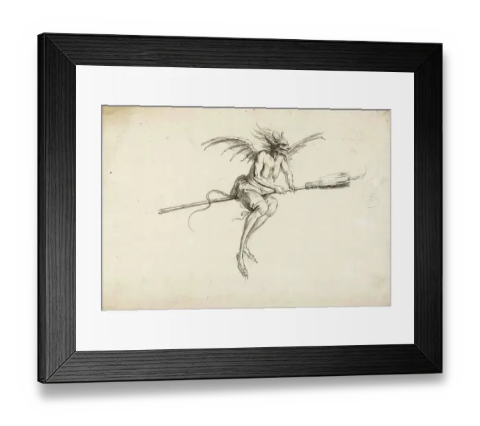 Framed Print : Monstrous Witch on a Broom, by Cornelis Saftleven