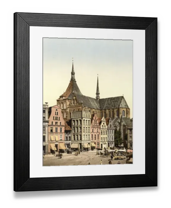 Framed Print : Market Square and St. Mary's Church in Rostock