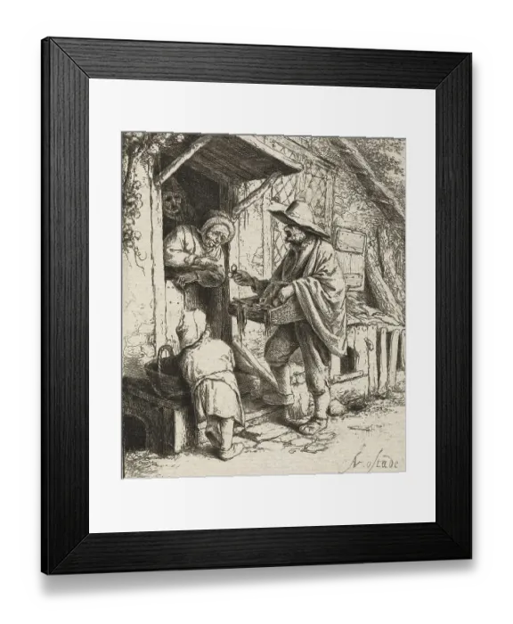 Framed Print : Mobile spectacle seller and an old woman as customer Framed Print : Mobile spectacle seller and an old woman as customer
