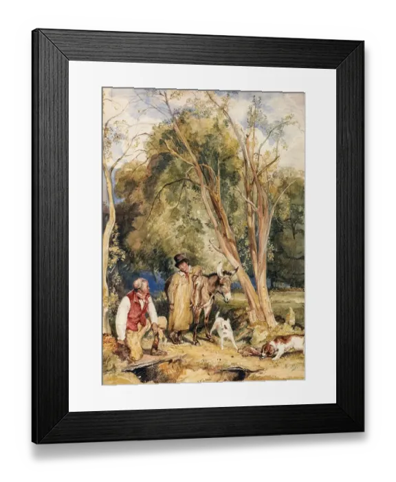 Framed Print : Gamekeeper and Boy Catching a Rabbit Framed Print : Gamekeeper and Boy Catching a Rabbit