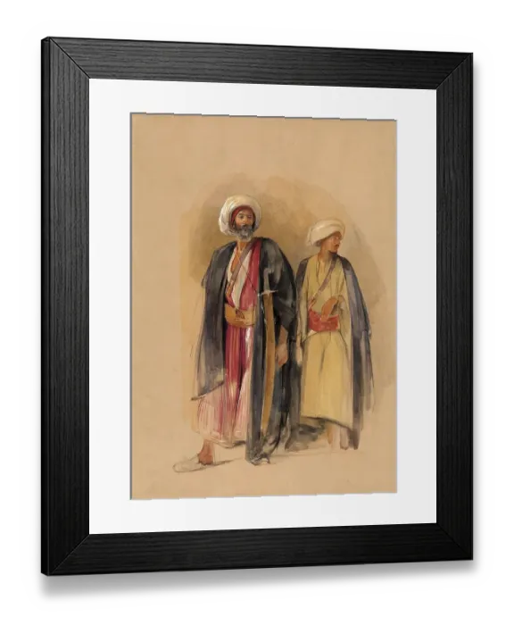 Framed Print : Sheikh Hussein of Gebel Tor and his Son