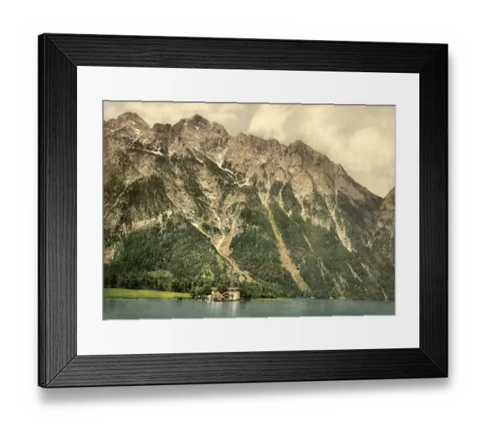Framed Print : St. Bartholomae with Watzmann at the Koenigssee in Bavaria
