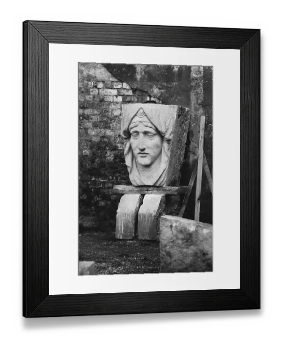 Framed Print : Stonemasonry workshop, 1961, Leipzig